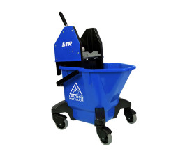 Chariot de nettoyage bleu à roulette avec presse d'essorage SYR TC20