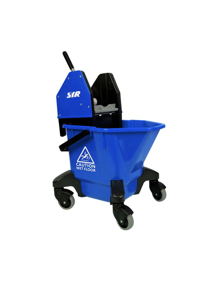 Chariot de nettoyage bleu à roulette avec presse d'essorage SYR TC20