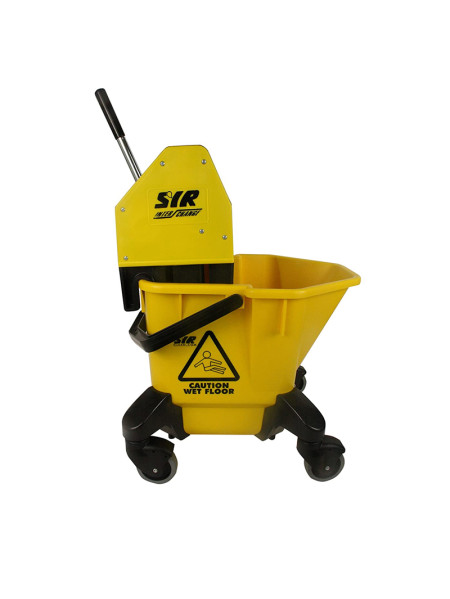 Chariot de nettoyage jaune à roulette avec presse d'essorage Chariot de nettoyage jaune à roulette avec presse d'essorage