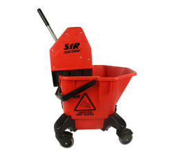 Chariot de nettoyage rouge à roulette avec presse d'essorage 25L SYR TC20