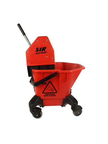 Chariot de nettoyage rouge à roulette avec presse d'essorage 25L SYR TC20