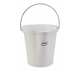 Vikan 12L bucket - graduated with spout - White