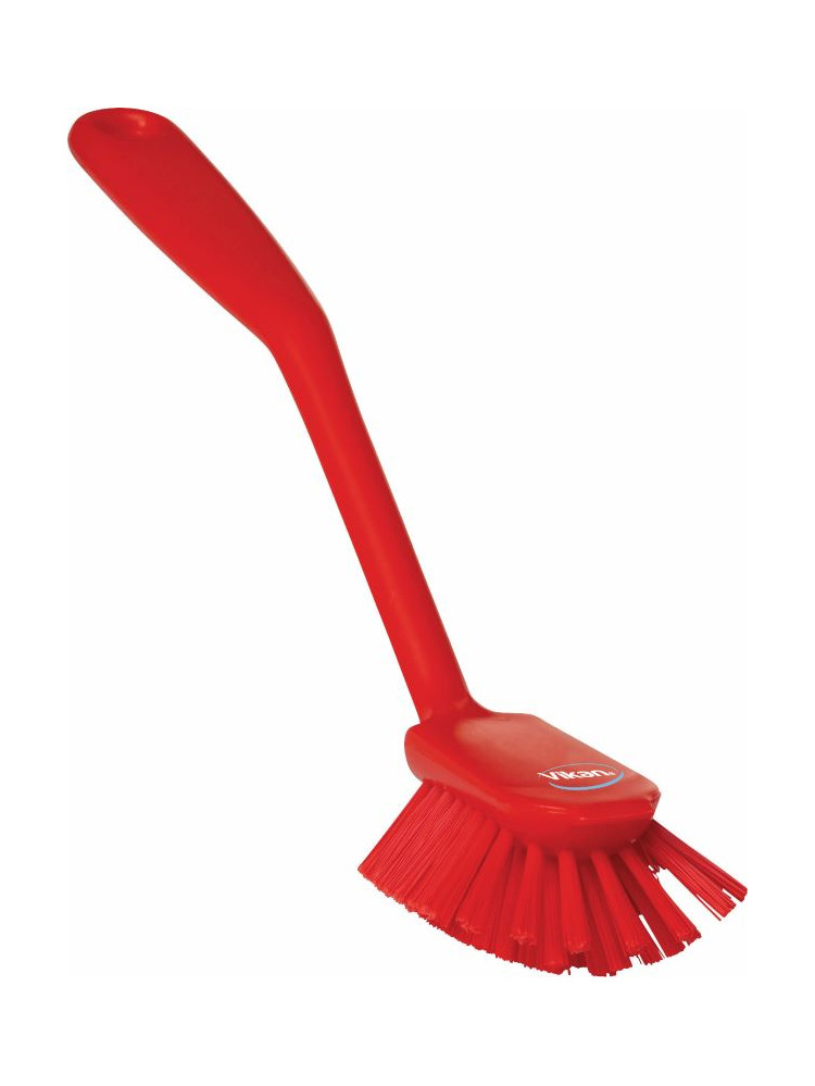 Dish Brush with scraping edge, 11.02\", Medium, Red