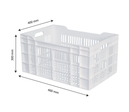 60L white perforated crate - 60 x 40 x 30 cm - Fruit and vegetable storage