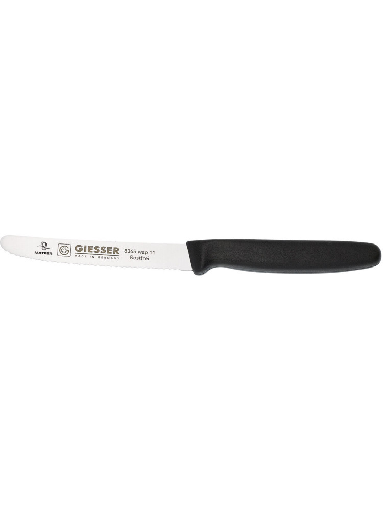 Couteau cranté manche noir - Lame 11 cm