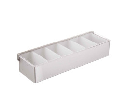 Stainless steel condiment box with 6 compartments and acrylic lid