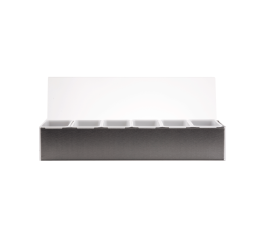 Stainless steel condiment box with 6 compartments and acrylic lid