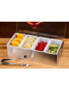 Stainless steel condiment box, 4 compartments, with acrylic lid