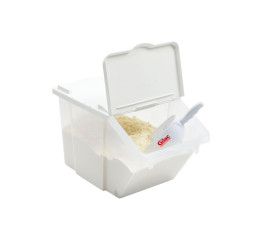 Bread bin with transparent plastic lid