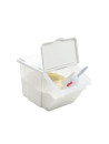 Bread bin with transparent plastic lid