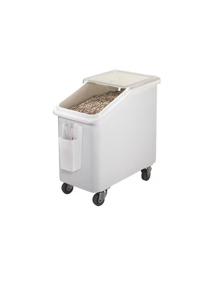 81 L white inclined ingredients bin + wheels