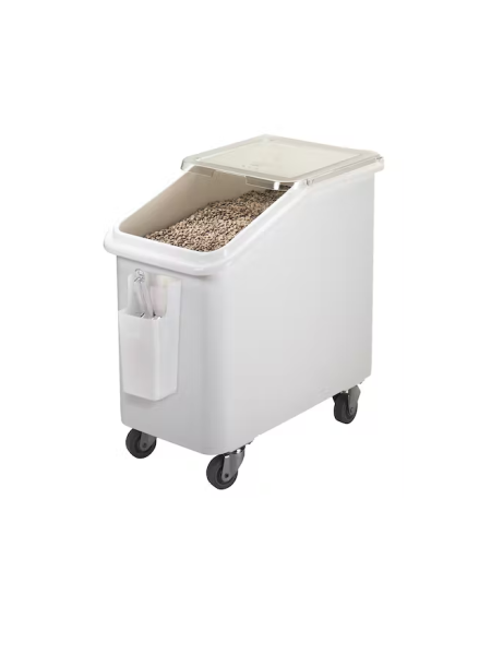 81 L white inclined ingredients bin + wheels