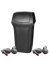 Poubelle noire Rubbermaid Ranger à 2 clapets sur roues - 132.5L