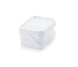 Seau 10L rectangulaire blanc avec couvercle