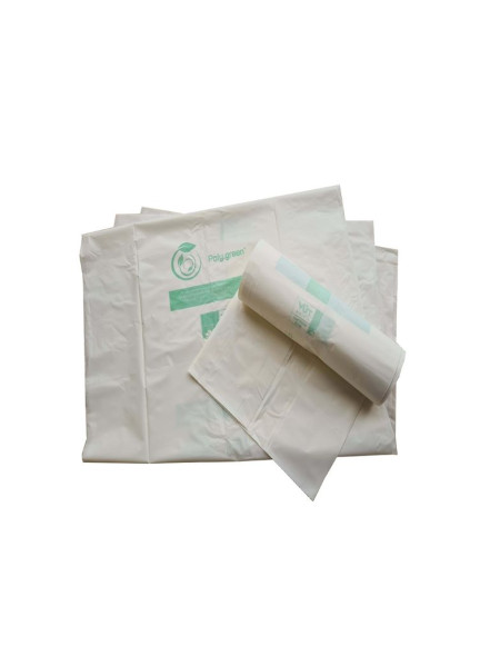 Box of 100 WHITE waste bags 130 L Biodegradable 40µ