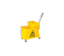 20-litre yellow cleaning cart with flat-bed press