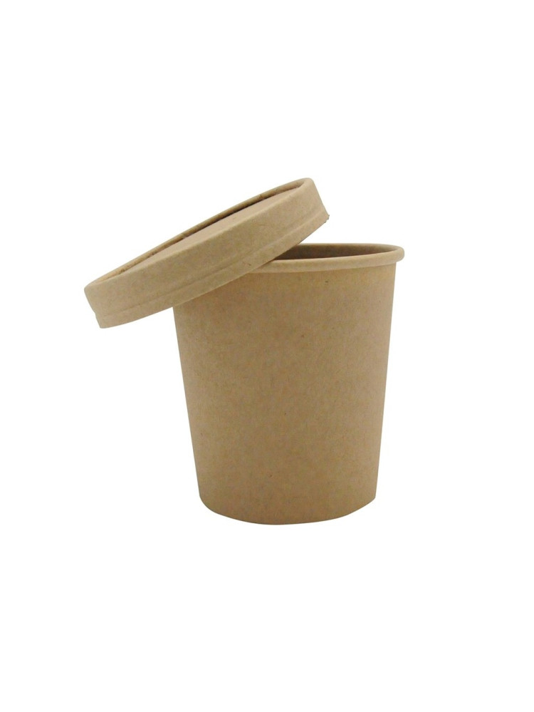 Brown kraft soup pot 360ml + lid (set of 25)