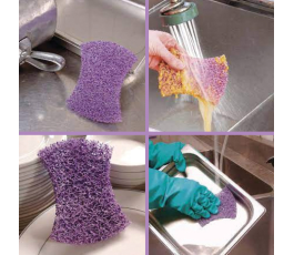 Purple scouring pads for dishwashing - pack of 4