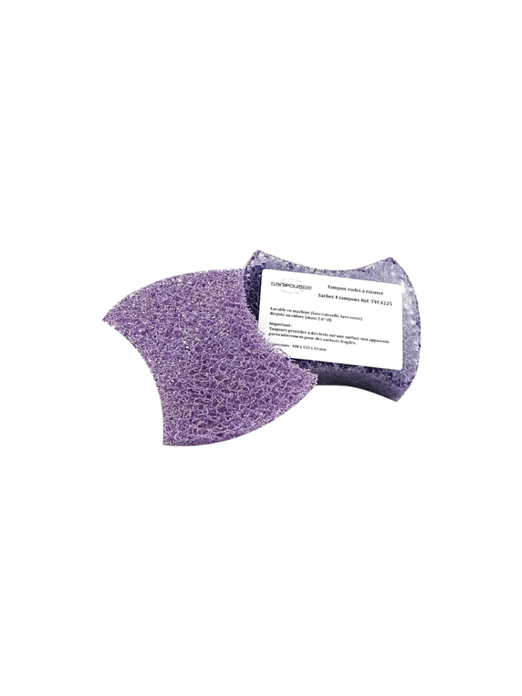 Purple scouring pads for dishwashing - pack of 4