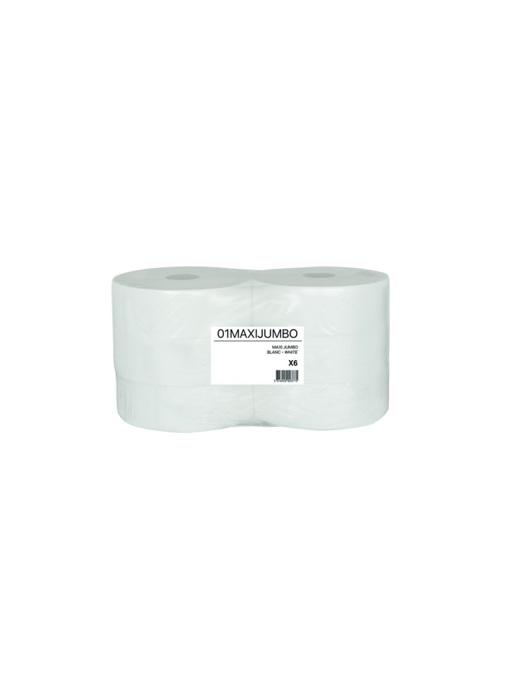 Papier toilette blanc ouate de cellulose diamètre 25 cm - Lot de 6