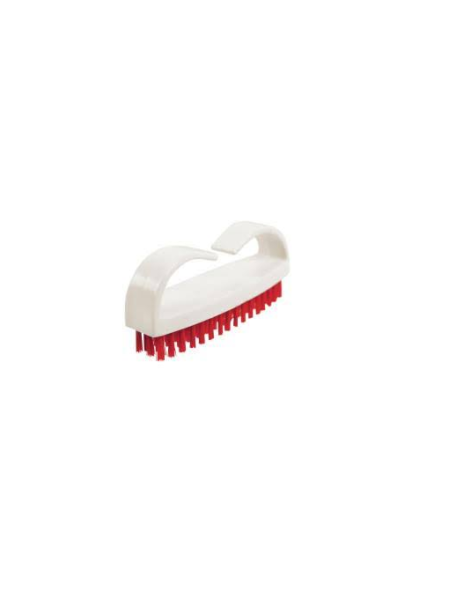 Brosse à ongles - poils rouges - manche blanc