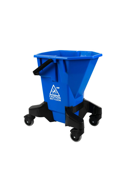 Blue 16L wheeled cleaning trolley without press