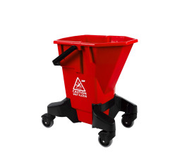 Red 16L wheeled cleaning trolley without press