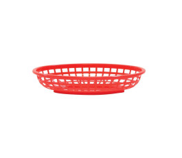 Red oval serving basket, polyethylene