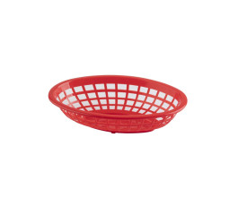 Red oval serving basket, polyethylene