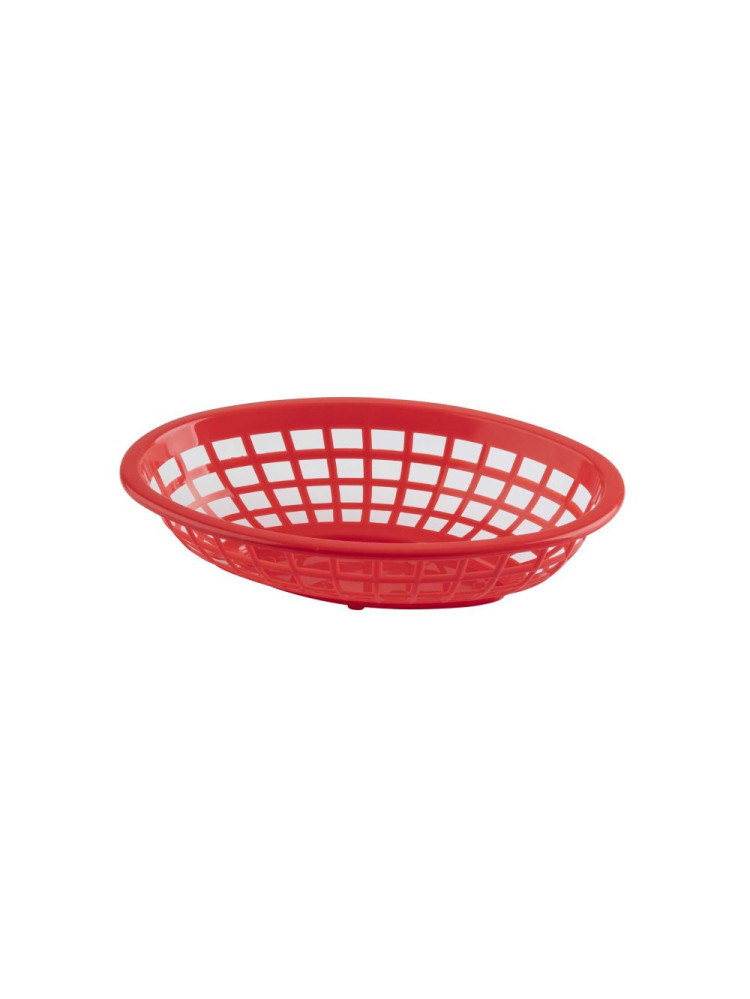 Red oval serving basket, polyethylene