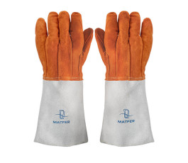 Pair of heat-resistant leather gloves (large size)