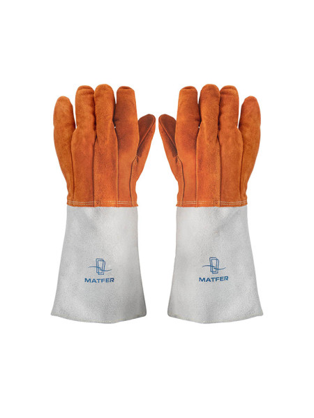 Pair of heat-resistant leather gloves (large size)