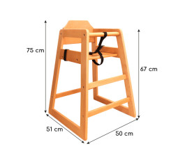 Stackable high chair for children in beech (caramel color)