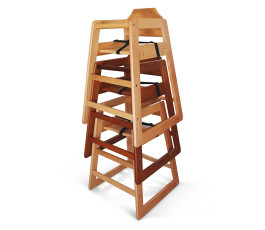 Stackable high chair for children in beech (caramel color)