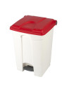 White pedal bin 45L with red lid
