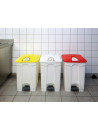 White pedal bin 45L with red lid