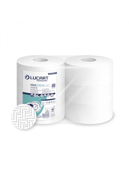 Papier toilette Jumbo blanc 2 plis 17Ggr pure ouate PEFC 340M (colis de 6)