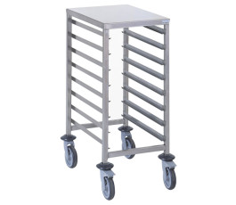 Stainless steel ladder - 8 runners with top shelf - for 60x40cm grid