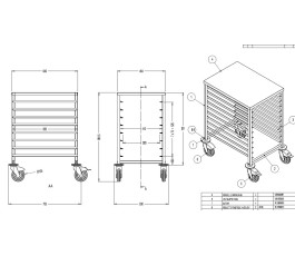 Servante Echelle inox -8 glissières avec tablette supérieure-pour grille 60x40cm