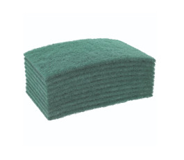 Pack of 10 green abrasive pads 225 x 140 mm