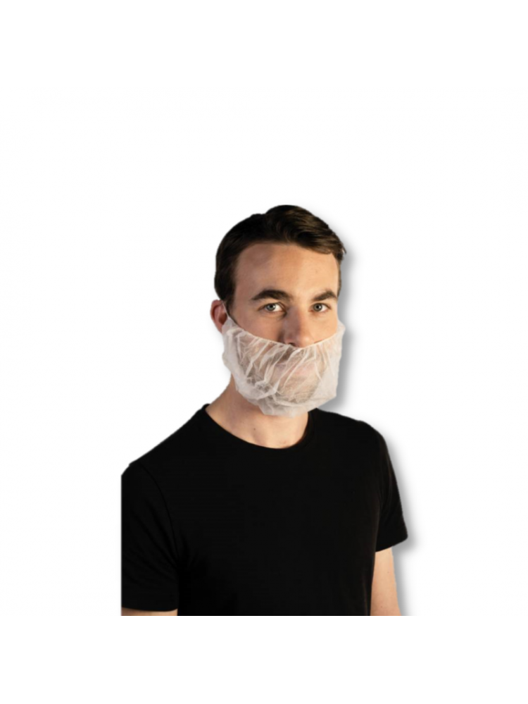 White beard cover with elastic - polypropylene - Bag of 100