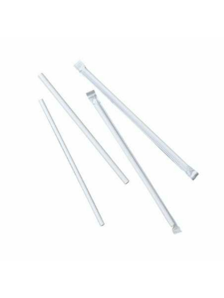 Paper white straws - individual packaging - Ø 0,6 cm - 19,7 cm- Pack of 250