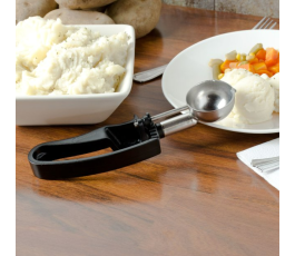 Serving spoon with black handle - capacity 1.13 OZ