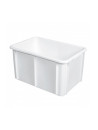 Gilac 55L 60x40x31.5 cm white plastic bin without lid, solid base